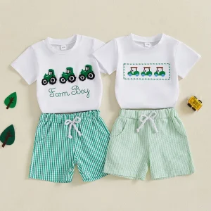 Tractor Embroidered Set
