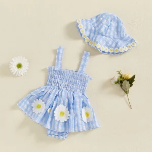 Daisy Check Romper Set