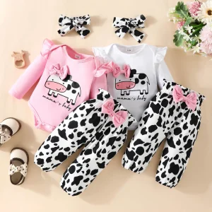 Infant Girls Long Sleeve Dairy Cow Outfit