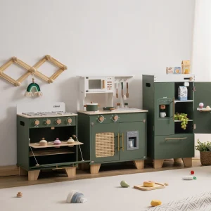 Vintage Green Wooden Toy Oven, Washer and Dryer or Fridge