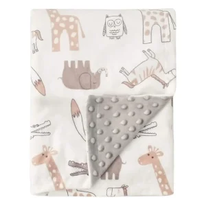 Nursery Blanket With Dotted Backing For Boys or Girls