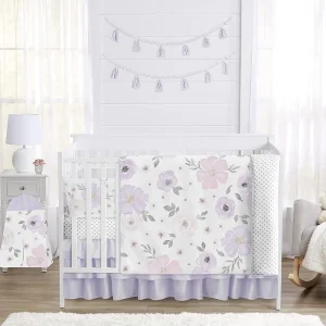 Lavender Boho Girl Baby Crib Bedding Set