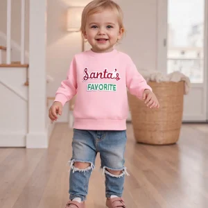 Adorable Baby Girls Holiday Sweater with Festive Embroidered Letters
