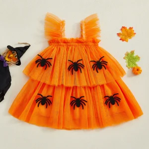 Girls Halloween Witch Costume Dress with Hat and Broomstick Toddler Kids Pumpkin Patch Party Outfit Cute Clothes for Trick or