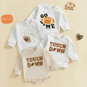 Infant Embroidery Football Bubble Jumpsuit