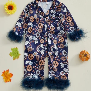 Adorable Baby Girl Halloween Button Down Pajamas