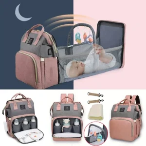 Large-capacity Foldable Backpack with Crib Bed and Diaper Bag